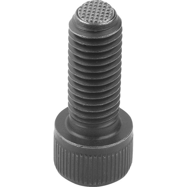 Kipp Ball-End Thrust Screw With Head, Form:Fv Ball flattened and serrated, M16, L=80, Carbon Steel,  K0380.51680